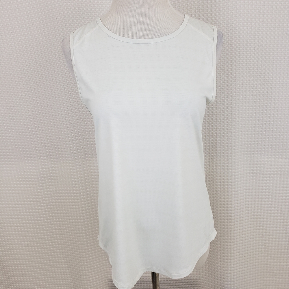 Zyia Active Muscle Tank Cut Out Back Tank Top White Stretchy Yoga size Small